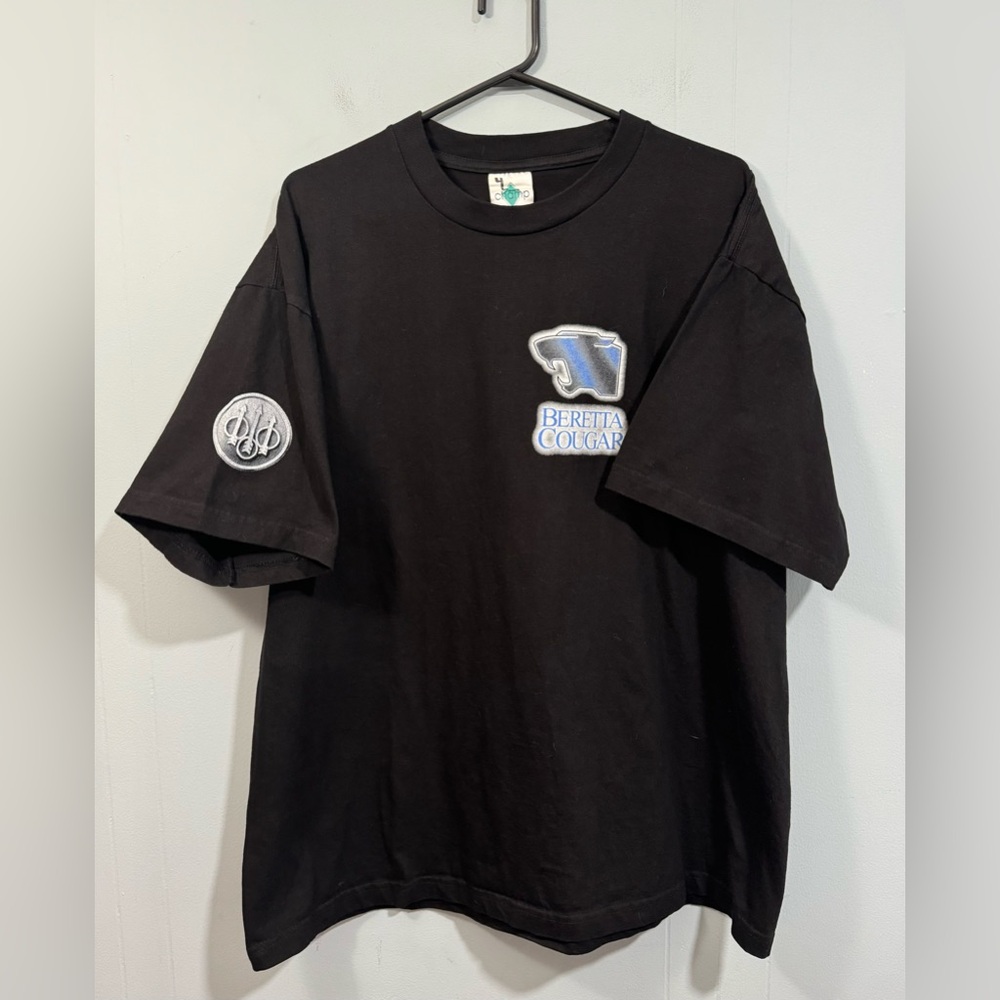 Vintage 90s Beretta Cougar Single Stitch Tour Champ XL Gun Promo Black  Shirt